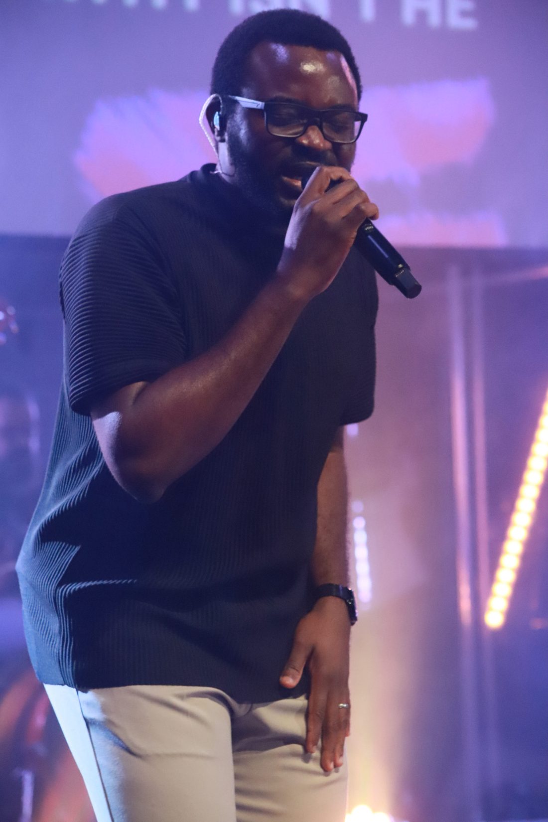 Manuel Sogein singing during worship